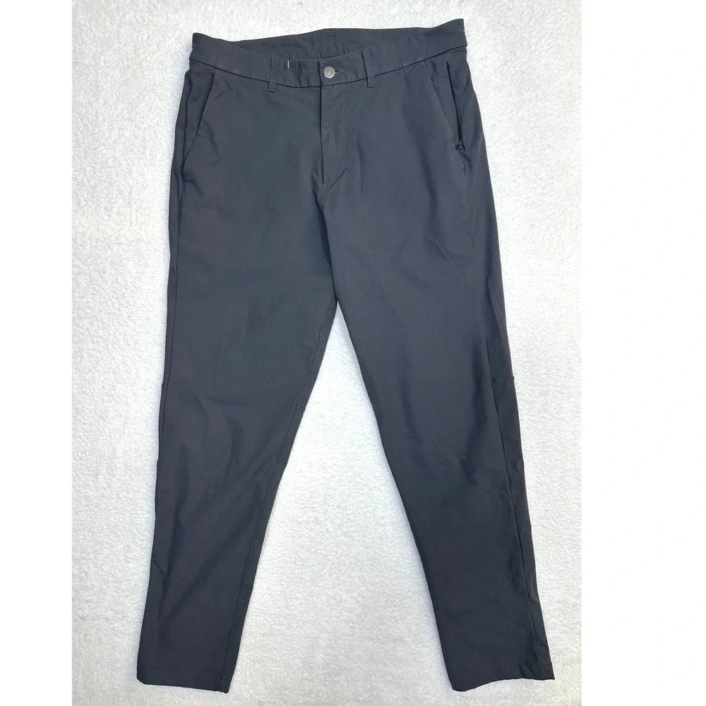 Lululemon Athletica Men 32 Performance Stretch Pants gray Flat Front‎ Zip Pocket
